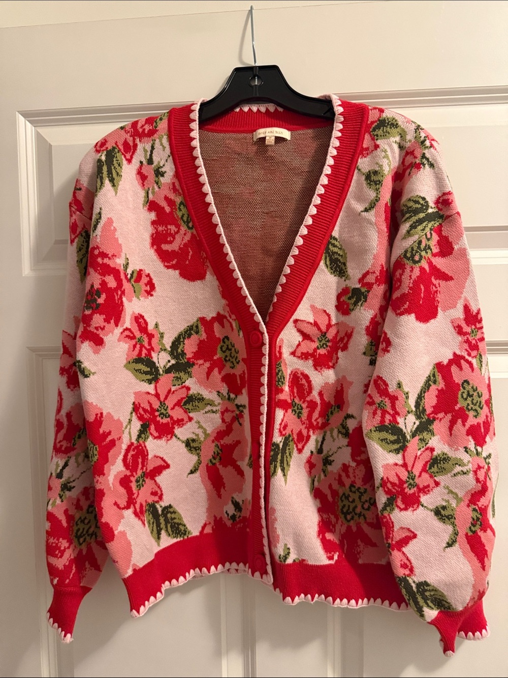 Skies Are Blue Pink & Red Floral Button-Front Cardigan
